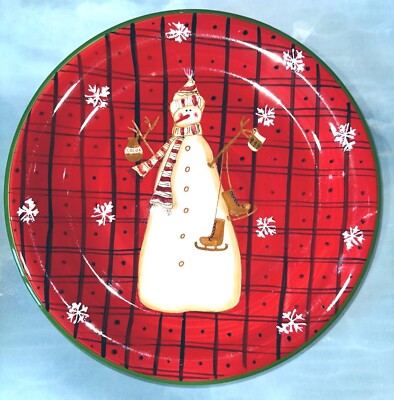 Snow Mates by Noble Excellence Christmas Holiday Plates Snowman and Snowflakes