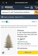 Vickerman 9' x 66" Flocked Kiana Artificial Christmas Tree, 3mm LED Color Changi