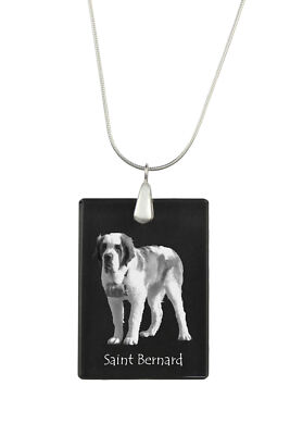 St. Bernard, Saint Bernard, Alpine Mastiff, Bernhardiner - Crystal pendant with 