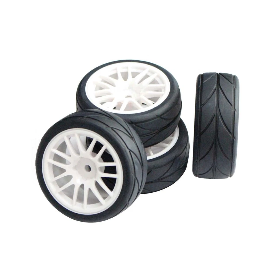 4pcs Soft Rubber Tires Tyres Wheel Rim 12mm Hub for 1/10 RC On Road Car 22021W - Image 2 of 4