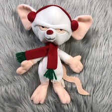 Vintage 1998 Warner Bros Pinky  The Brain Winter Xmas Bean Bag Plush