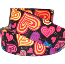 GROSGRAIN RIBBON 5/8", 7/8",1.5", 3" Hearts Love Valentine's Day Love Printed