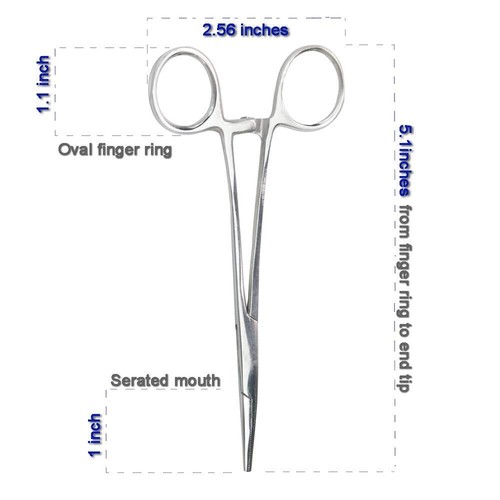 2 PCS Pet Ear Nose Hair Puller Set Straight Curved Hemostat Locking Forceps - Picture 2 of 9