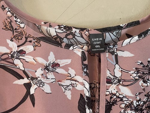 SHEIN Plus Size Floral Print Keyhole Neck Scalloped Trim Dress Sz 4XL New No Tag - Picture 6 of 8