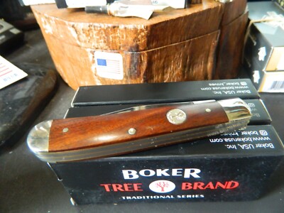 BOKER TREE BRAND 4.25'' TRAPPER BROWN SMOOTH ROSEWOOD POCKETKNIFE D2 BLADE 110832