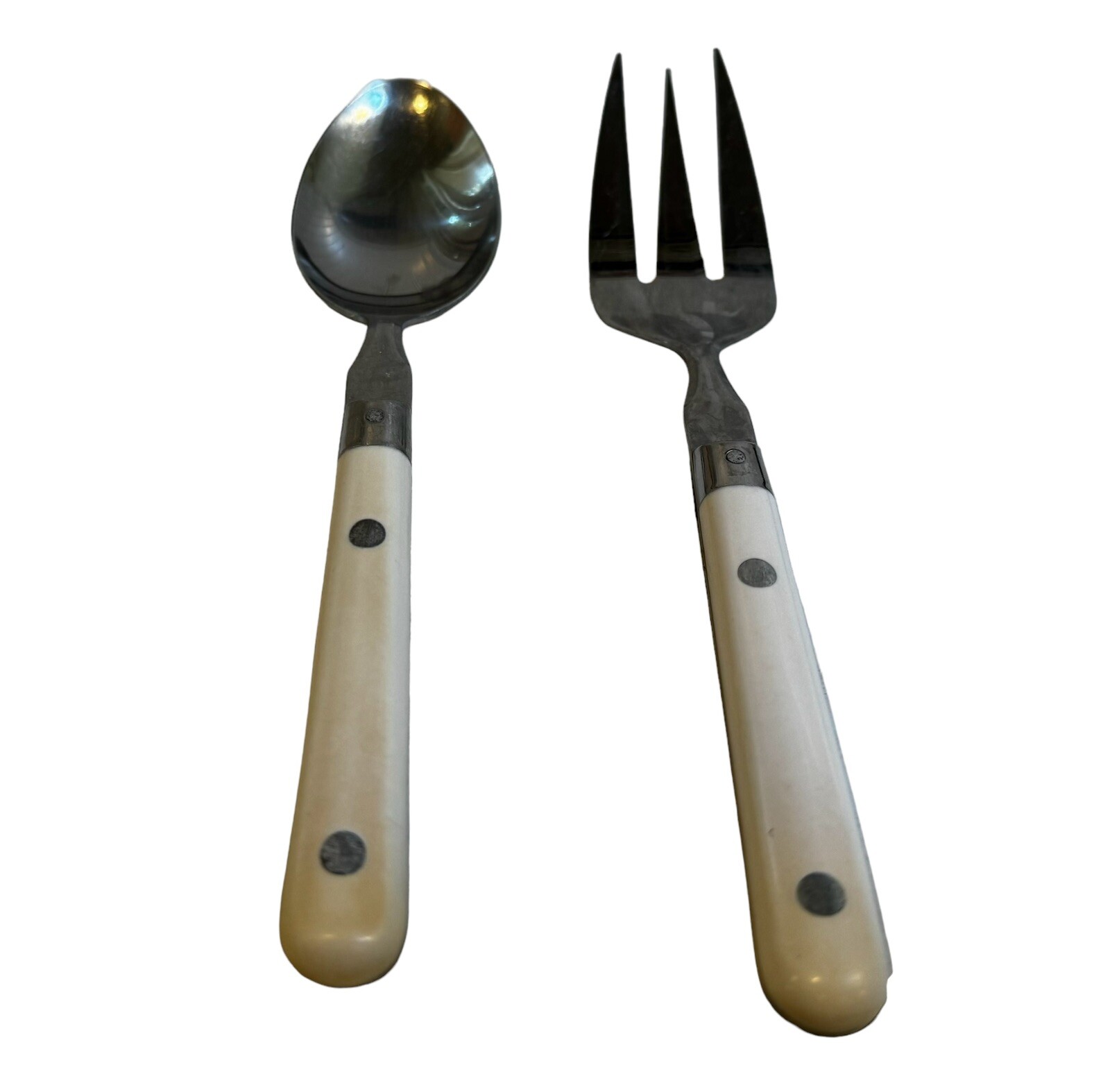 Vintage WF Washington Forge MARDI GRAS White Handle Stainless Flatware 28 Pieces