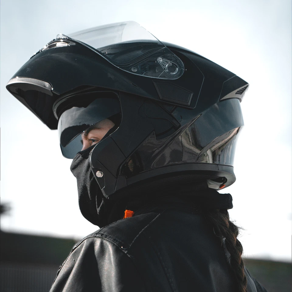 ILM Flip up Modular Full Face Motorcycle Helmet Dual Visors 6 Color with LED DOT Foto 4 de 4