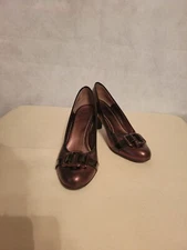 Sofft Vivia Copper Brown Leather Buckle Comfort Pumps 3" Heel Size 9.5