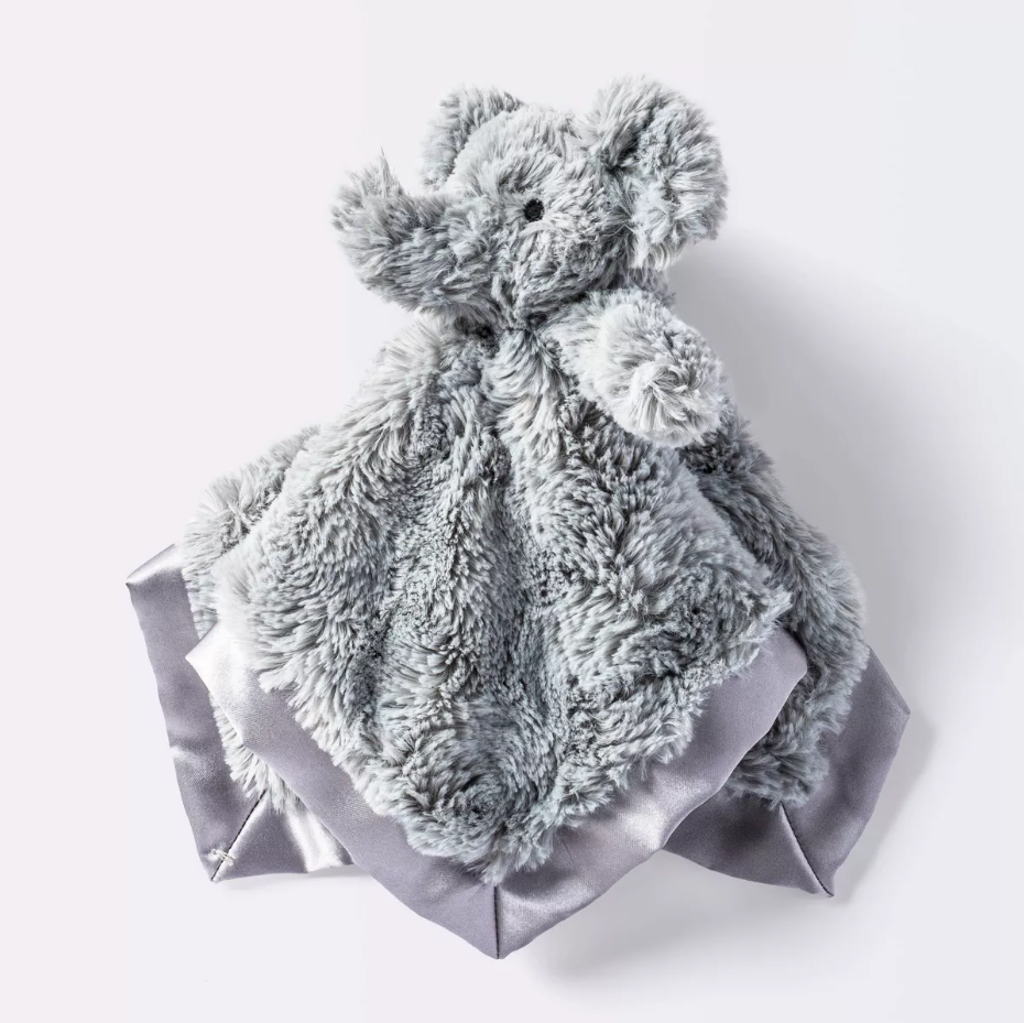 Soft Gray Baby Elephant Security Blanket Crib Toy by Cloud Island