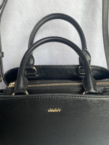 DKNY “Paige” 2-Way Satchel In Black Textured Leather - Picture 3 of 5