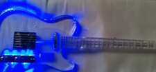 Customized Acrylic Electric Guitar Body Neck Fretboard Built in Blue Light Top