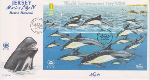 Unaddressed Jersey FDC First Day Cover 2000 Marine Life IV Mammals Sheet Expo OP