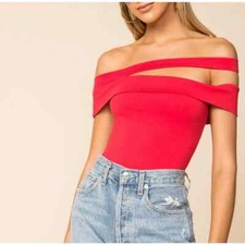 Revolve Superdown Linda Aysemtric Red Bodysuit
