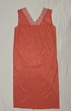Vintage Nightgown Womens Coral Lace Accent Shift Sweet L