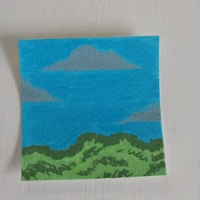 3x3 Inch Acrylic Painting Watercolor Paper Original Art Title Spring Bush A1