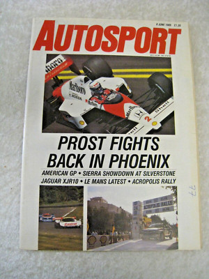 AUTOSPORT 8 JUN 1989 PROST FIGHTS IN PHOENIX USA ACROPOLIS RALLY JAGUAR XJR10