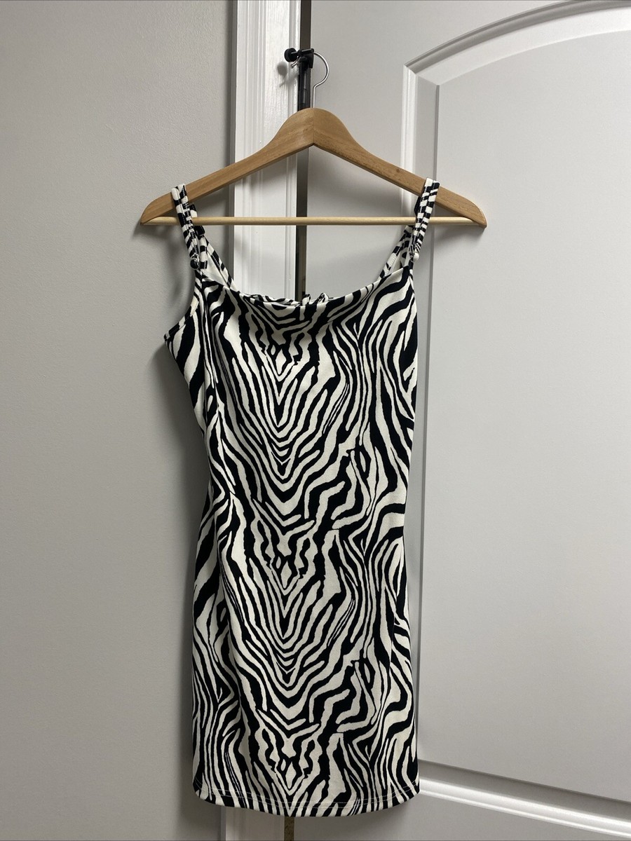 knee length dresses for ladies Beyza Halter Mini Dress in Zebra Print Red , Halter Neck main image 1