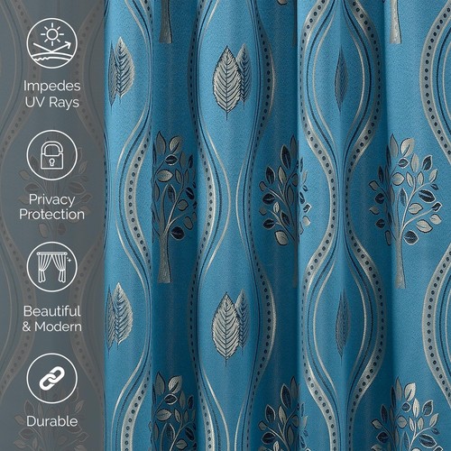 Elegant Comfort Curtain Panel Set 54 X 84 inch Navy Blue Set of 2 - Picture 7 of 7