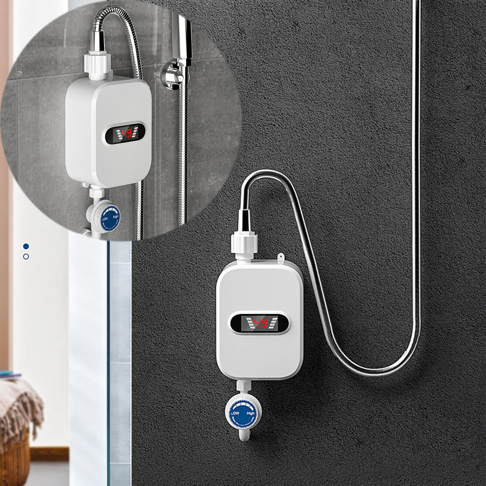 3500W Tankless Hot Water Heater Shower Electric Instant Boiler Bathroom