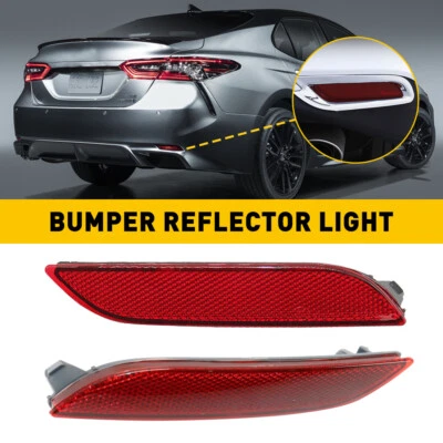 For 2018-2021 Toyota Camry Rear Bumper Lamp Light Reflector Red Lens Left+Right - Imagen 1 de 4