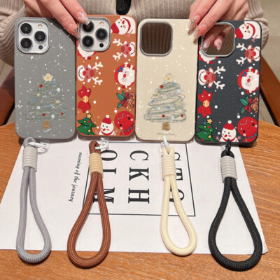 For iPhone 16 15 14 13 12 Pro Max 11 Phone Chain Soft Cute Christmar Deer Cover