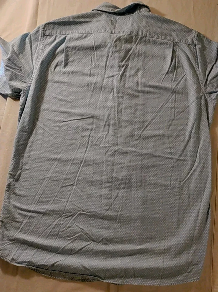 Cremieux Collection Slim Blue & White Polka Dot Cotton Short Sleeve Shirt L NWOT - Image 3 of 4