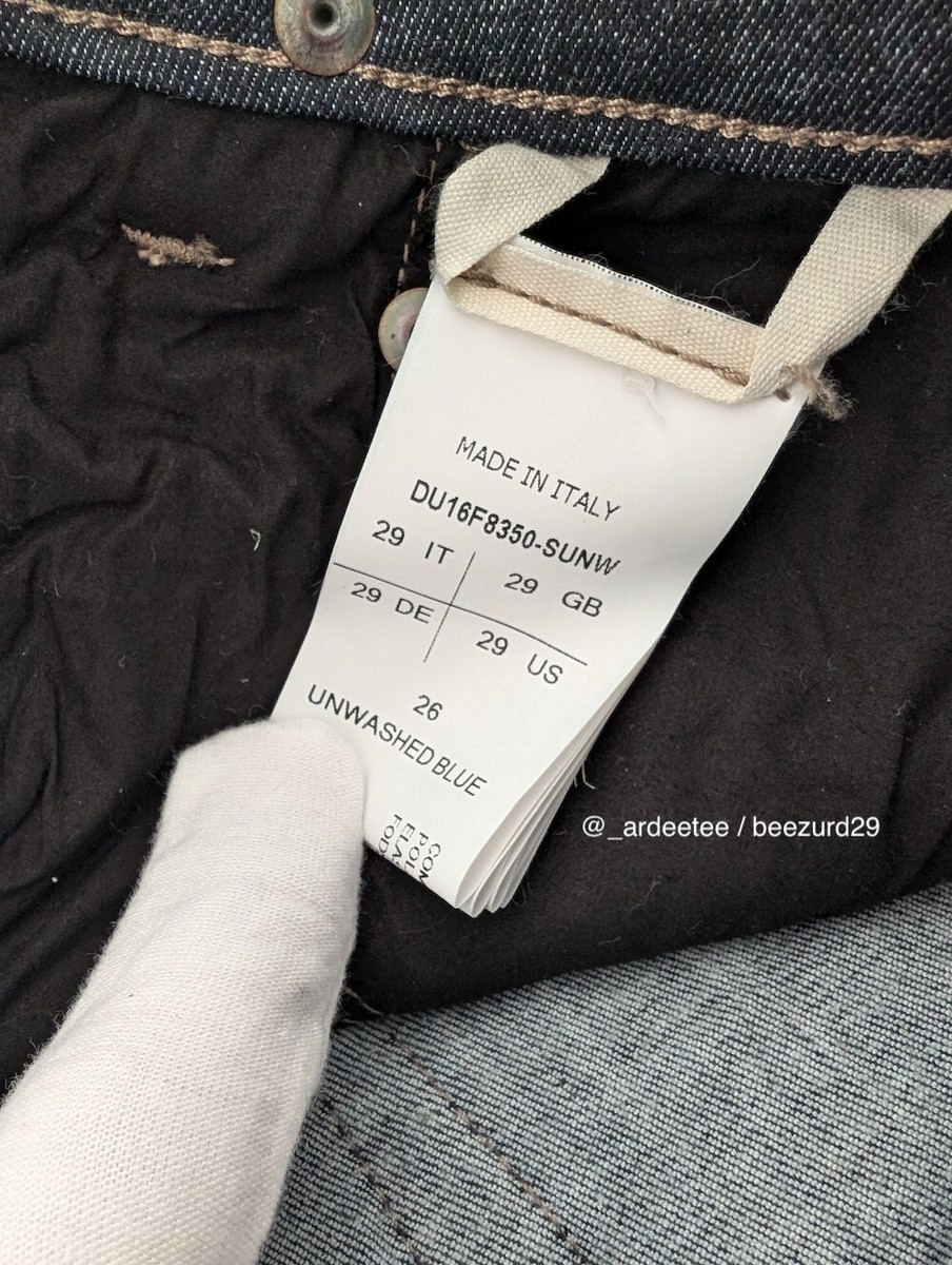 RICK OWENS DRKSHDW FW 2016 DETROIT CUT JEANS (RAW/UNWASHED