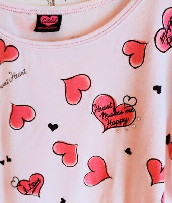 Mezzo Piano Crystal T-shirt Size 160cm L Pink Heart glitter