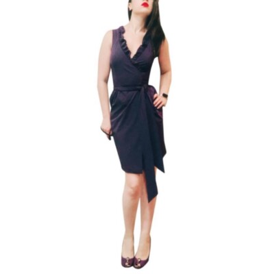 DVF Diane von Furstenberg Plum Purple Ruffle Hampton Wrap