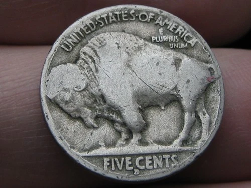 1916 D Buffalo Nickel 5 Cent Piece- Denver, Good Reverse Details