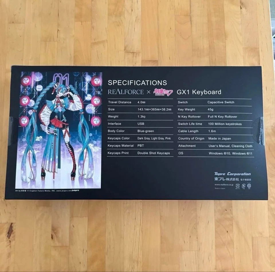 REALFORCE GX1 Hatsune Miku Gaming Keyboard X1UCM1 USED Japan Limited RGB - Image 2 of 4