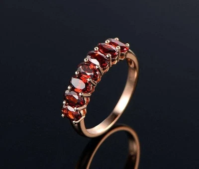 Natural Granat 2,93 ct Ring 14k Rotgold Damen Ringfassung Krappen u754 - Bild 1 von 4