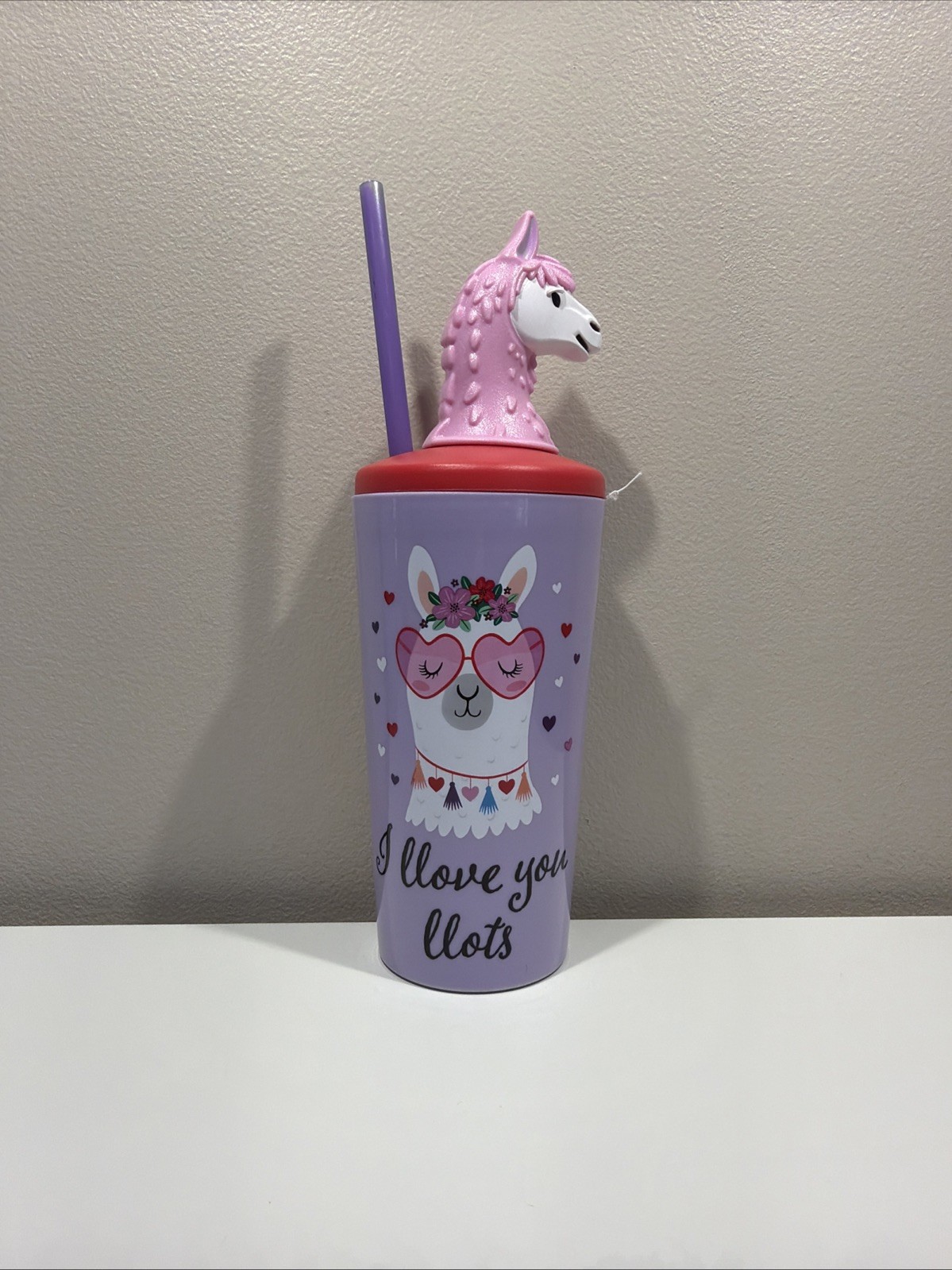 Llama Water Bottle (18 fl.oz.) With Straw&nbsp;Llove Love You Lots Llots 