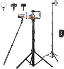 72" Phone Camera Tripod Stand with Remote Adjustable Aluminum for iPhone Android