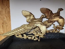 Vintage Pair of Metal wall hanger Pheasants Hunting Decor  14 Inch