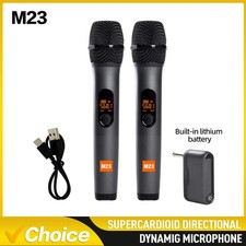 M23 UHF 2 Channel Wireless Microphone System, Rechargeable Receiver Cordless Mic