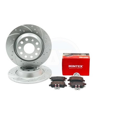 FOR AUDI SEAT SKODA VW REAR DRILLED GROOVED PERFORMANCE BRAKE DISCS PADS 282mm