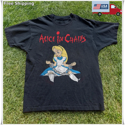 #ad Vintage Alice In Chains Dirt Wonderland Black Unisex T shirt Size S 5XL $30.98