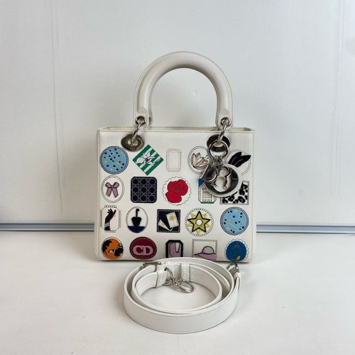 Dior Lady Dior Embroidered Badge Limited Edition Handbag Shoulder Bag