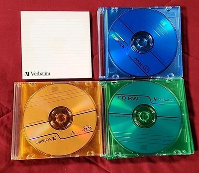 Verbatim Multi-Color CD-RW 700MB 4x 80min Rewritable~Slim Case NOS/12 VTG 2004