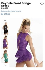 Weissman Purple Jazz Keyhole Front Fringe Dress Dance Costume Adult Medium