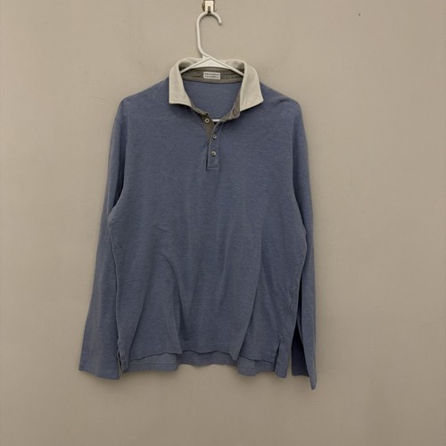 Brunello Cucinelli, VINTAGE MEN’S BRUNELLO CUCINELLI COTTON LONG SLEEVE POLO SHIRT SIZE 52 IT L US