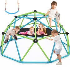 EASYEGO CLIMBING DOME WITH HAMMOCK, 10FT JUNGLE GYM WITH SWING, 800LBS - BLUE