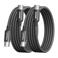etguuds 240W USB C to C Cable, 6ft, 2-Pack Type C Charger 6ft, Black