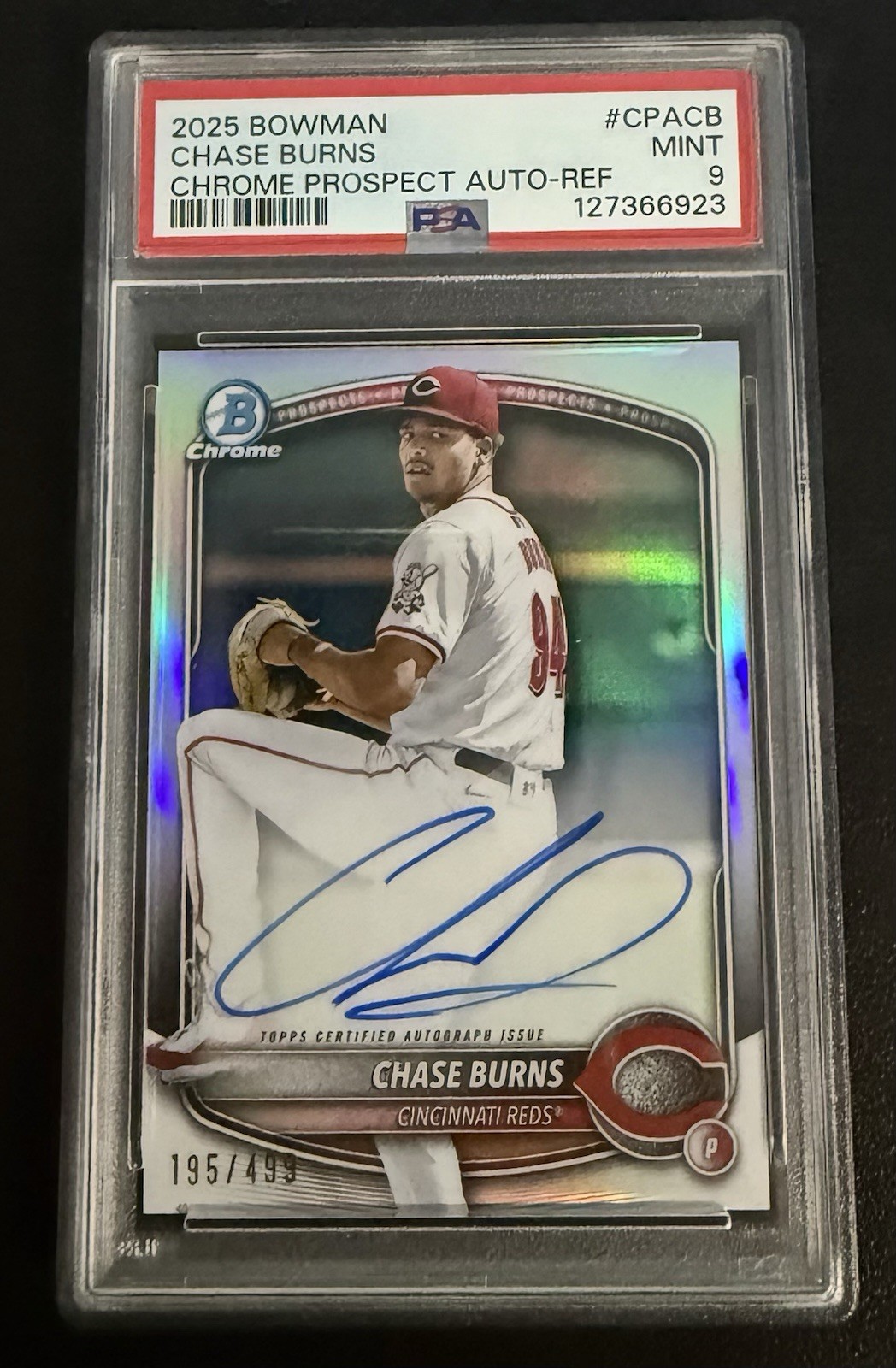 2025 Bowman - Chrome Prospect Autographs Chase Burns #CPA-CB Refractor /499 (RC)