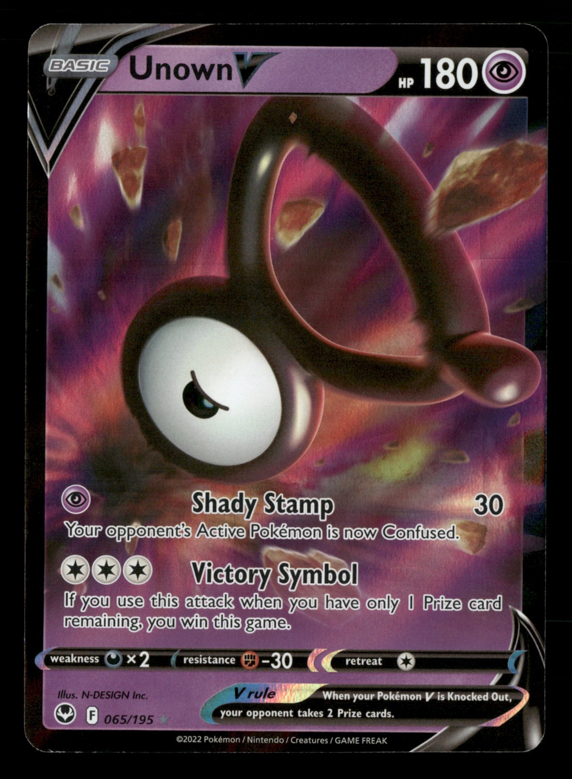 Unown V - 065/195 - Ultra Rare - Silver Tempest - Pokemon Card - NM/M