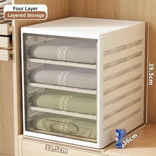 Layered Storage Box, 4-Layer Household Wardrobe Storage, Clothing Sorting Box