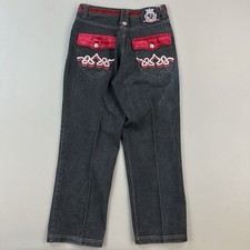 Vintage Crown Holder Jeans Mens 34 32x30 Dark Embroidered Button Fly Hip Hop Y2K