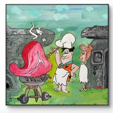 “Flintstone Steak” Pop Art Oil Painting Acrylic Portrait Art Christmas Famous