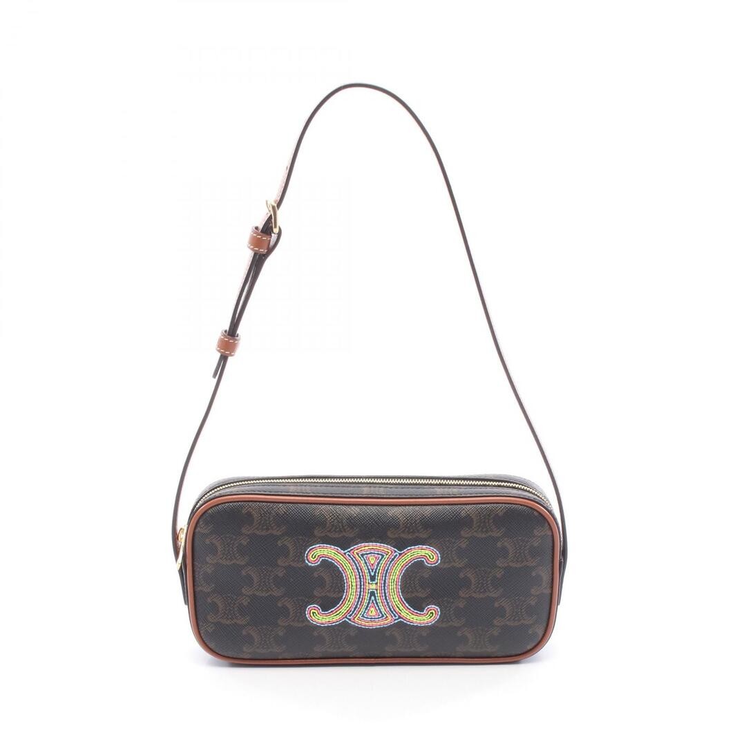 CELINE Cuire Triomphe Mini Camera Bag Shoulder Bag PVC Coated Canvas Leather Wom